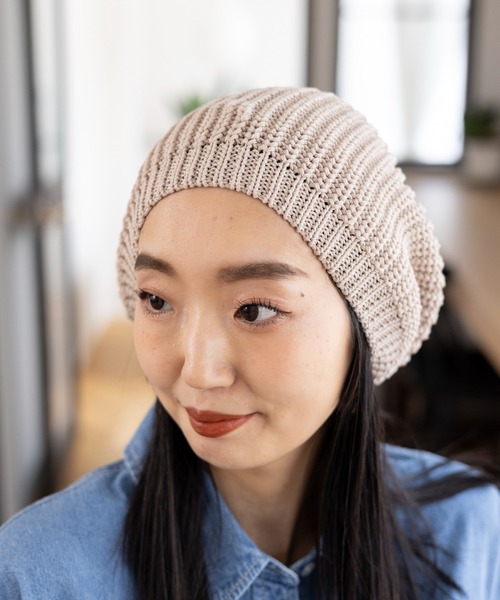 LEPSIM（レプシィム）の「サマーニットワッチ　110321（ハンチング/ベレー帽・レディース・ブラック/ベージュ・ONE SIZE）」の9枚目の写真