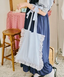 kutir | 【クティールとレトロ】チュールフリルリボンチェックトート(トートバッグ)