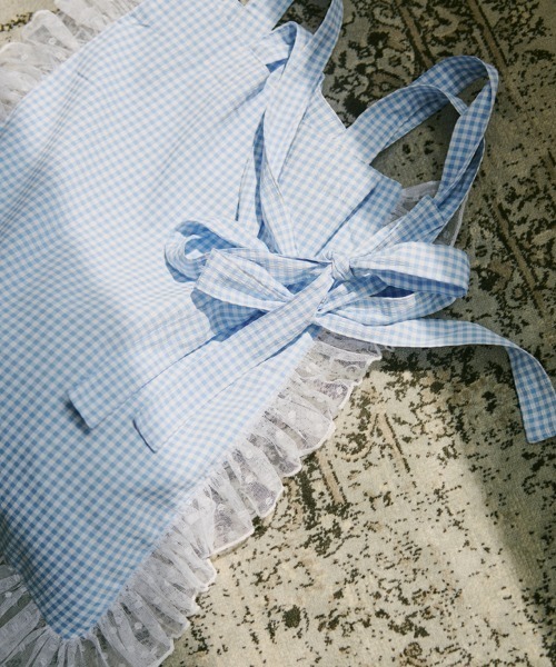 kutir（クティール）の「【クティールとレトロ】チュールフリルリボンチェックトート（トートバッグ・レディース・グリーン/レッド/ブラウン/ライトブルー/ブラック・FREE）」の9枚目の写真