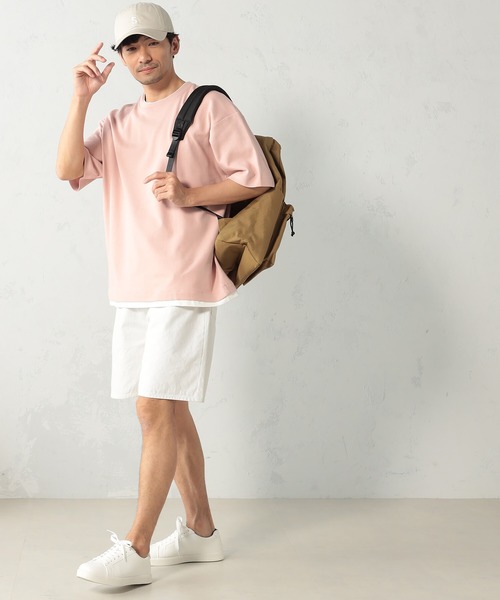 FOUND GOOD（ファウンドグッド）の「クッションレイヤードTシャツ（Tシャツ/カットソー・メンズ・ベージュ/ブラック/ホワイト系5/グレー系2/ブルー系2/ピンク系2・S/M/L/XL）」の6枚目の写真