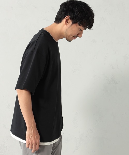 FOUND GOOD（ファウンドグッド）の「クッションレイヤードTシャツ（Tシャツ/カットソー・メンズ・ベージュ/ブラック/ホワイト系5/グレー系2/ブルー系2/ピンク系2・S/M/L/XL）」の12枚目の写真