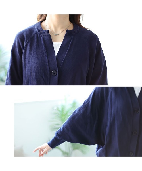 アンコキーヌ、バックロゴゴールドプレートドルマンカーディガン antiqua カーディガン 花柄ドルマンカーディガン レディース