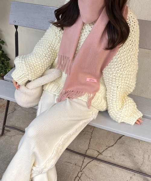 RiLi（リリ）の「100％woolカラーマフラー【RL】（マフラー・レディース・グレー/ピンク・FREE）」の4枚目の写真