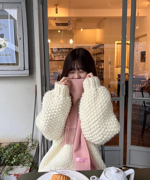 RiLi（リリ）の「100％woolカラーマフラー【RL】（マフラー・レディース・グレー/ピンク・FREE）」の10枚目の写真