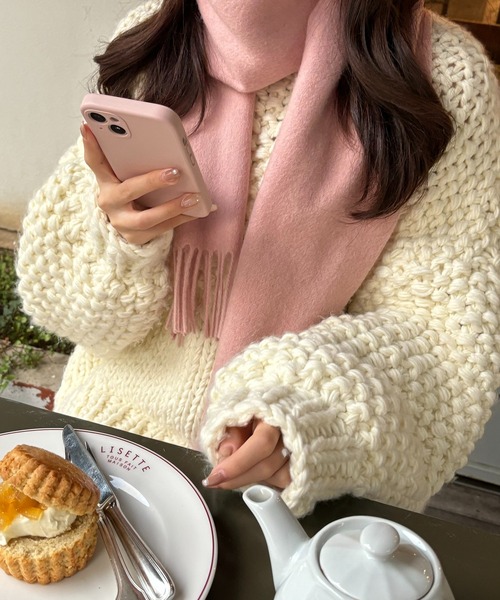 RiLi（リリ）の「100％woolカラーマフラー【RL】（マフラー・レディース・グレー/ピンク・FREE）」の7枚目の写真