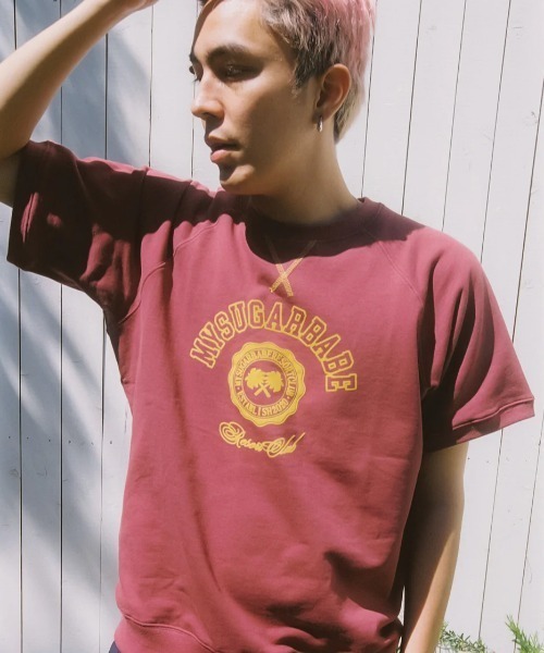 My sugar Babe（マイシュガーベイブ）の「MSB college logo half sweat (mens)（Tシャツ/カットソー・メンズ・杢グレー/ボルドー/グリーン/イエロー/ネイビー/ライトブルー・フリー）」の6枚目の写真
