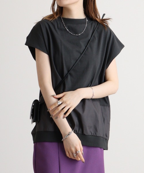 Arinomama(アリノママ)の「Arinomama 異素材ドッキングプルオーバー(Tシャツ/カットソー・レディース・ライトブルー/ホワイト/スミクロ/ベージュ・FREE)」の3枚目の写真