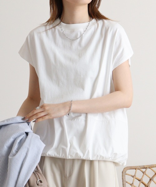 Arinomama(アリノママ)の「Arinomama 異素材ドッキングプルオーバー(Tシャツ/カットソー・レディース・ライトブルー/ホワイト/スミクロ/ベージュ・FREE)」の20枚目の写真