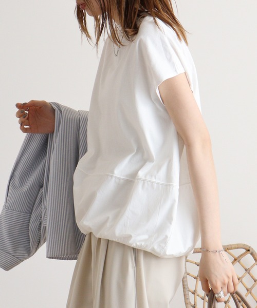 Arinomama(アリノママ)の「Arinomama 異素材ドッキングプルオーバー(Tシャツ/カットソー・レディース・ライトブルー/ホワイト/スミクロ/ベージュ・FREE)」の21枚目の写真