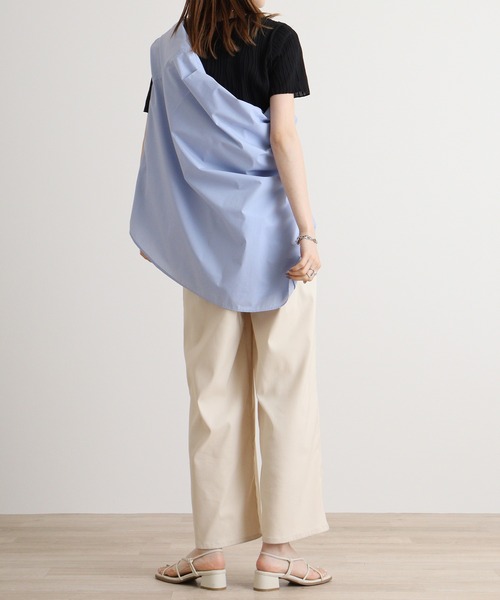 atONE(アットワン)の「atONE リップルストライプ半袖Tシャツ(Tシャツ/カットソー・レディース・グレー系その他/ブラック/チャコール/ブルー/カーキ・M/L)」の10枚目の写真