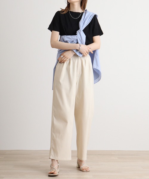 atONE(アットワン)の「atONE リップルストライプ半袖Tシャツ(Tシャツ/カットソー・レディース・グレー系その他/ブラック/チャコール/ブルー/カーキ・M/L)」の9枚目の写真