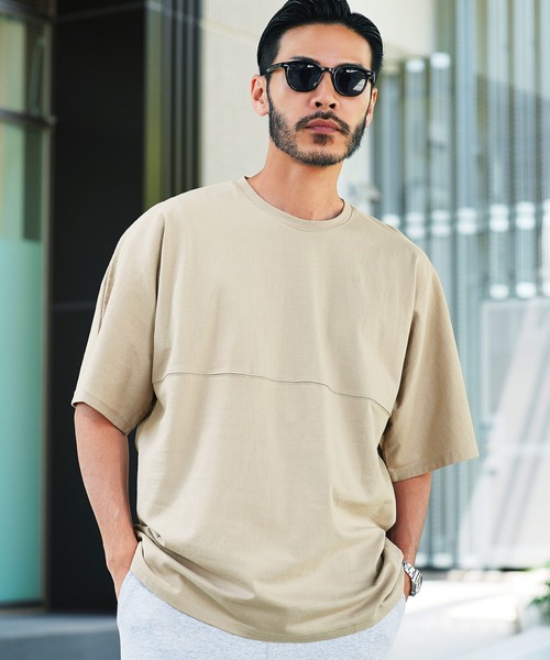 jiggys shop(ジギーズショップ)の「切り替えドルマン 無地 Tシャツ(Tシャツ/カットソー・メンズ・グレー系その他/ブラック/ネイビー/チャコールグレー/ホワイト・MEDIUM/LARGE)」の1枚目の写真