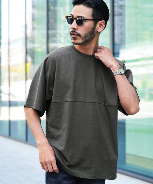 jiggys shop(ジギーズショップ)の「切り替えドルマン 無地 Tシャツ(Tシャツ/カットソー・メンズ・グレー系その他/ブラック/ネイビー/チャコールグレー/ホワイト・MEDIUM/LARGE)」の4枚目の写真