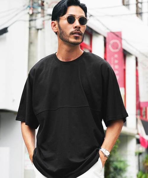jiggys shop(ジギーズショップ)の「切り替えドルマン 無地 Tシャツ(Tシャツ/カットソー・メンズ・グレー系その他/ブラック/ネイビー/チャコールグレー/ホワイト・MEDIUM/LARGE)」の3枚目の写真