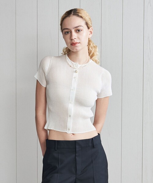 【パンダ】＜H＞コットンナイロン シアーリブカーディガン H BEAUTY&YOUTH UNITED ARROWS（エイチビューティーアンドユース
