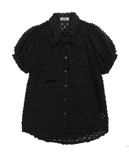 PUNYUS（プニュズ）の「リボン付きシアー半袖ブラウス（シャツ/ブラウス・レディース・ホワイト/ブラック/サックスブルー・1/2/3/4）」の20枚目の写真