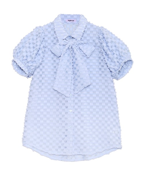 PUNYUS（プニュズ）の「リボン付きシアー半袖ブラウス（シャツ/ブラウス・レディース・ホワイト/ブラック/サックスブルー・1/2/3/4）」の21枚目の写真