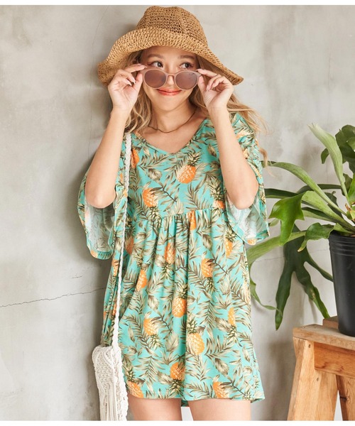 anap mimpi（アナップミンピ）の「パイナップル Vネック 切替 チュニック トップス（チュニック・レディース・ミント/ネイビー・FREE）」の18枚目の写真