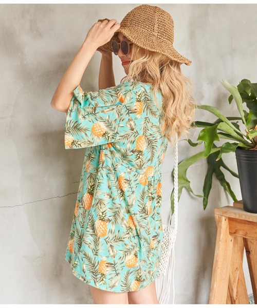 anap mimpi（アナップミンピ）の「パイナップル Vネック 切替 チュニック トップス（チュニック・レディース・ミント/ネイビー・FREE）」の20枚目の写真