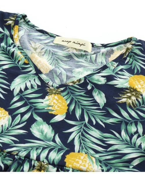 anap mimpi（アナップミンピ）の「パイナップル Vネック 切替 チュニック トップス（チュニック・レディース・ミント/ネイビー・FREE）」の6枚目の写真