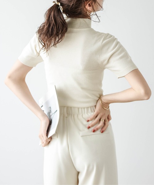 AMELY（エミリー）の「ハイネックサマーニット（ニット/セーター・レディース・ブラック/オフホワイト/レッド・フリー）」の14枚目の写真