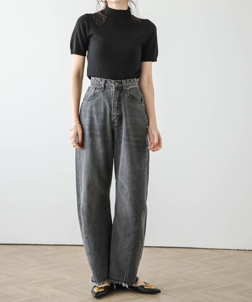 AMELY（エミリー）の「ハイネックサマーニット（ニット/セーター・レディース・ブラック/オフホワイト/レッド・フリー）」の17枚目の写真