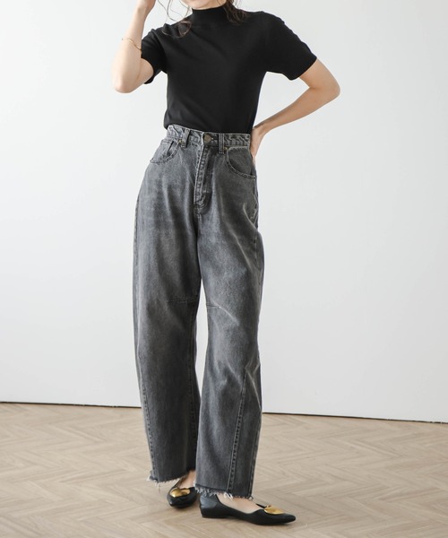 AMELY（エミリー）の「ハイネックサマーニット（ニット/セーター・レディース・ブラック/オフホワイト/レッド・フリー）」の7枚目の写真