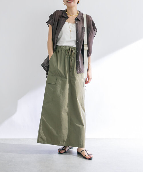 RIVE DROITE（リヴドロワ）の「【華やかシアーアイテム】バルーンシアーショートシャツ（シャツ/ブラウス・レディース・アイボリー/ブラウン/ミント・FREE）」の21枚目の写真