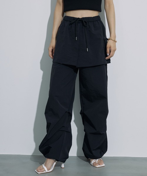 SEN TOKYO(セントーキョー)の「レイヤードデザインがお洒落。カーゴスカートパンツ(カーゴパンツ・レディース・ブラック/カーキ・M/L)」の9枚目の写真