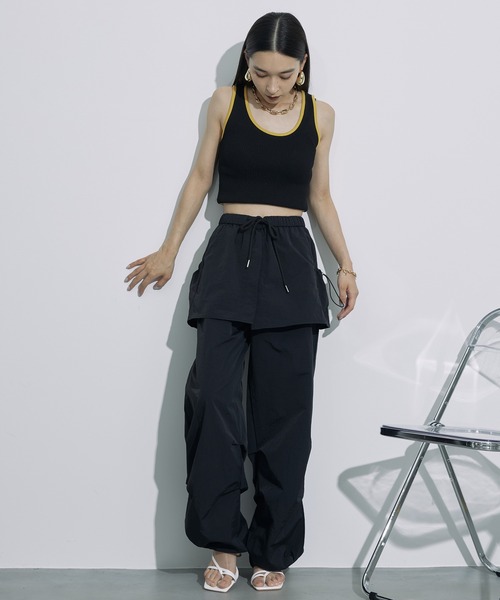 SEN TOKYO(セントーキョー)の「レイヤードデザインがお洒落。カーゴスカートパンツ(カーゴパンツ・レディース・ブラック/カーキ・M/L)」の7枚目の写真