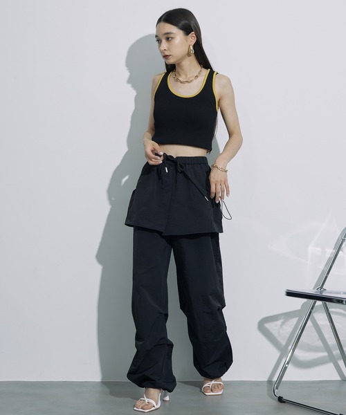 SEN TOKYO(セントーキョー)の「レイヤードデザインがお洒落。カーゴスカートパンツ(カーゴパンツ・レディース・ブラック/カーキ・M/L)」の8枚目の写真