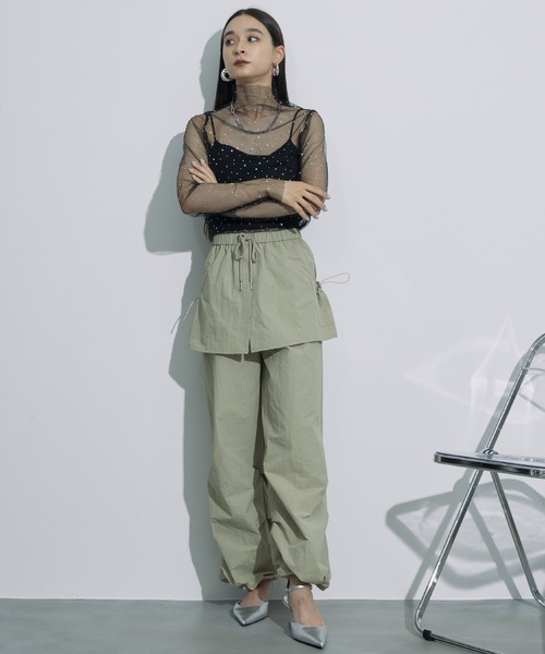 SEN TOKYO(セントーキョー)の「レイヤードデザインがお洒落。カーゴスカートパンツ(カーゴパンツ・レディース・ブラック/カーキ・M/L)」の12枚目の写真