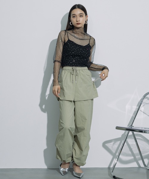 SEN TOKYO(セントーキョー)の「レイヤードデザインがお洒落。カーゴスカートパンツ(カーゴパンツ・レディース・ブラック/カーキ・M/L)」の13枚目の写真