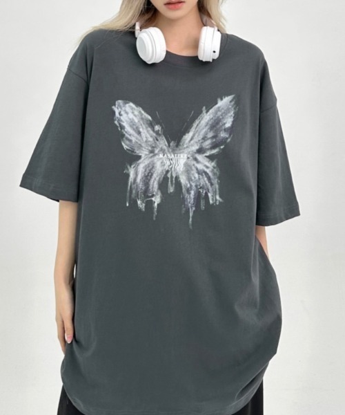 セール】バタフライプリントオーバーサイズTシャツ（Tシャツ