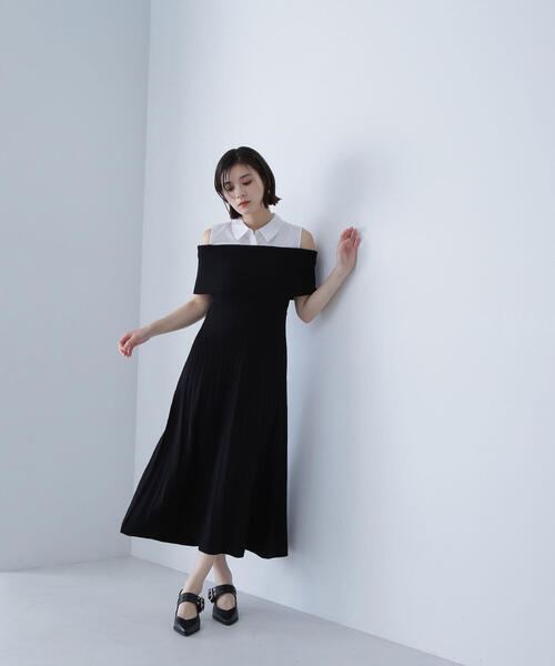 NATURAL BEAUTY BASIC（ナチュラルビューティーベーシック）の「◇シャツドッキングニットワンピース（シャツワンピース・レディース・ブラック/ブラウン・MEDIUM）」の21枚目の写真