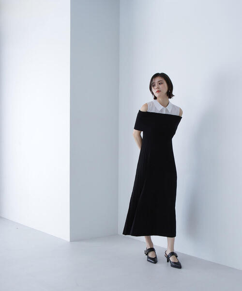 NATURAL BEAUTY BASIC（ナチュラルビューティーベーシック）の「◇シャツドッキングニットワンピース（シャツワンピース・レディース・ブラック/ブラウン・MEDIUM）」の19枚目の写真