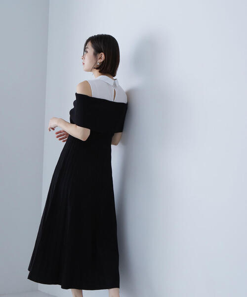 NATURAL BEAUTY BASIC（ナチュラルビューティーベーシック）の「◇シャツドッキングニットワンピース（シャツワンピース・レディース・ブラック/ブラウン・MEDIUM）」の18枚目の写真