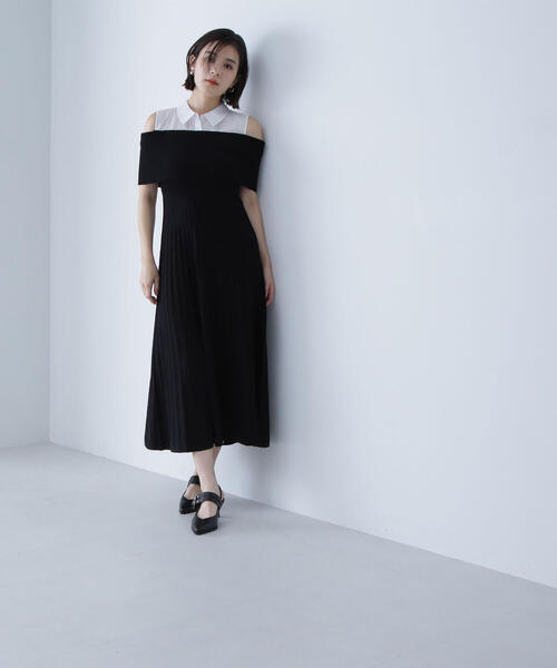 NATURAL BEAUTY BASIC（ナチュラルビューティーベーシック）の「◇シャツドッキングニットワンピース（シャツワンピース・レディース・ブラック/ブラウン・MEDIUM）」の17枚目の写真