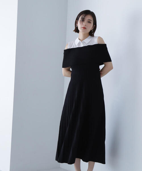 NATURAL BEAUTY BASIC（ナチュラルビューティーベーシック）の「◇シャツドッキングニットワンピース（シャツワンピース・レディース・ブラック/ブラウン・MEDIUM）」の16枚目の写真