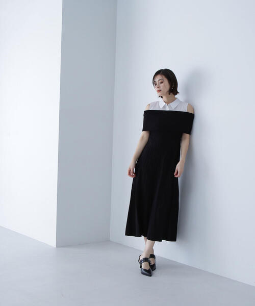 NATURAL BEAUTY BASIC（ナチュラルビューティーベーシック）の「◇シャツドッキングニットワンピース（シャツワンピース・レディース・ブラック/ブラウン・MEDIUM）」の15枚目の写真