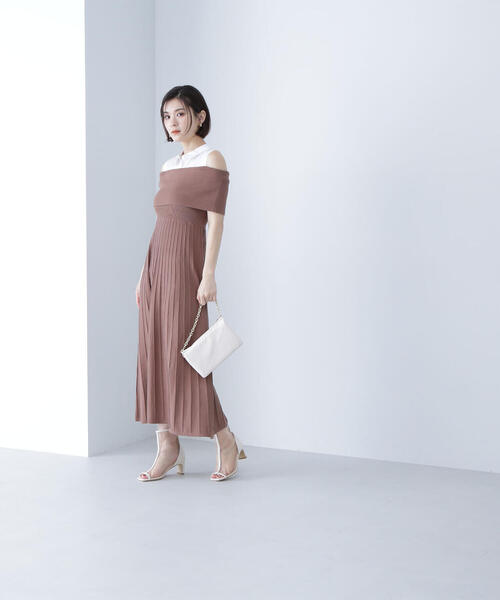 NATURAL BEAUTY BASIC（ナチュラルビューティーベーシック）の「◇シャツドッキングニットワンピース（シャツワンピース・レディース・ブラック/ブラウン・MEDIUM）」の12枚目の写真