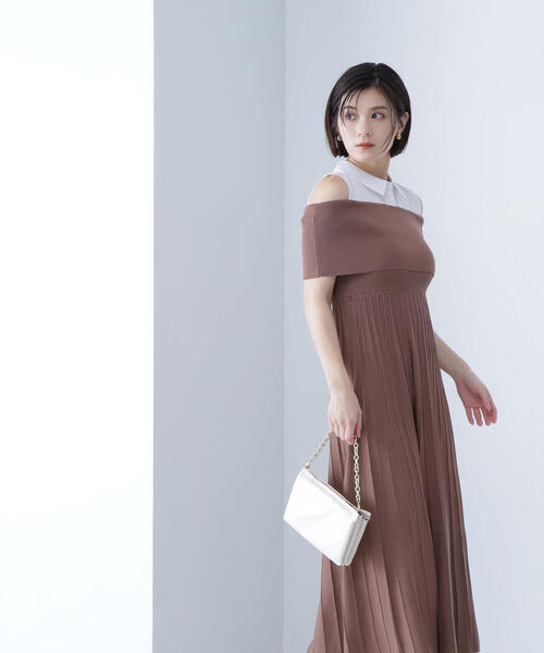 NATURAL BEAUTY BASIC（ナチュラルビューティーベーシック）の「◇シャツドッキングニットワンピース（シャツワンピース・レディース・ブラック/ブラウン・MEDIUM）」の9枚目の写真