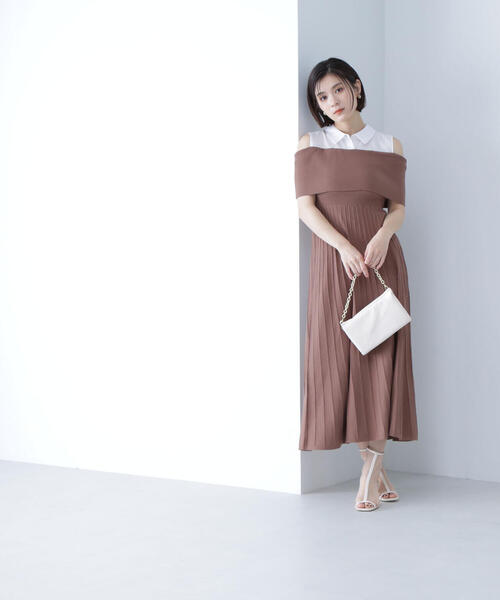 NATURAL BEAUTY BASIC（ナチュラルビューティーベーシック）の「◇シャツドッキングニットワンピース（シャツワンピース・レディース・ブラック/ブラウン・MEDIUM）」の8枚目の写真