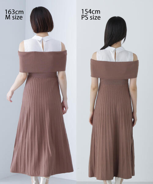 NATURAL BEAUTY BASIC（ナチュラルビューティーベーシック）の「◇シャツドッキングニットワンピース（シャツワンピース・レディース・ブラック/ブラウン・MEDIUM）」の6枚目の写真