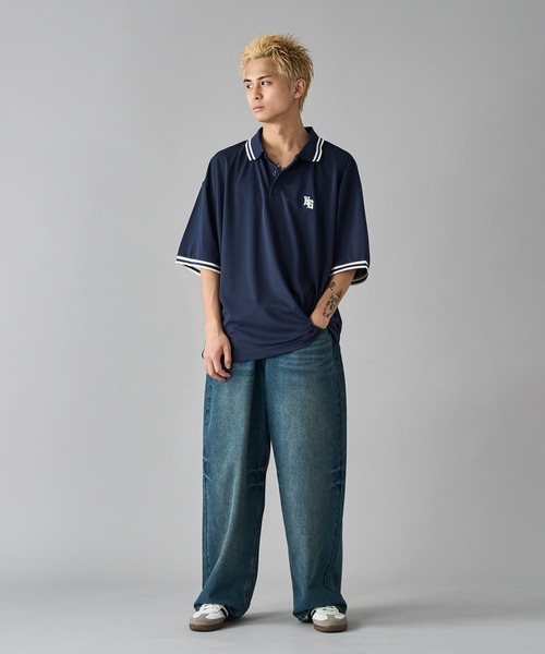 kutir（クティール）の「鹿の子ラインリブポロシャツ（ポロシャツ・メンズ・ネイビー/グレー/ブラック・LARGE/MEDIUM）」の5枚目の写真