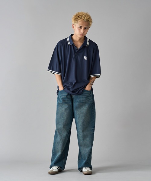 kutir（クティール）の「鹿の子ラインリブポロシャツ（ポロシャツ・メンズ・ネイビー/グレー/ブラック・LARGE/MEDIUM）」の6枚目の写真