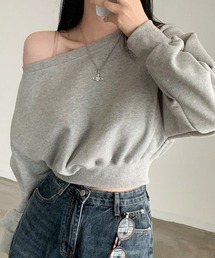 ALTROSE（アルトローズ）の「オフショル スウェット クロップド トップス（Tシャツ/カットソー）」