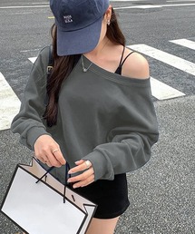 ALTROSE（アルトローズ）の「オフショル スウェット クロップド トップス（Tシャツ/カットソー）」