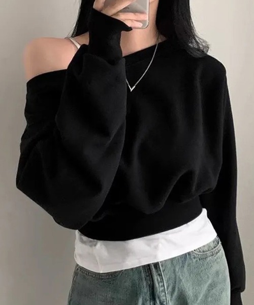 ALTROSE（アルトローズ）の「オフショル スウェット クロップド トップス（Tシャツ/カットソー・レディース・ホワイト/グレー/ブラック・FREE）」の9枚目の写真