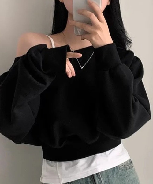 ALTROSE（アルトローズ）の「オフショル スウェット クロップド トップス（Tシャツ/カットソー・レディース・ホワイト/グレー/ブラック・FREE）」の10枚目の写真